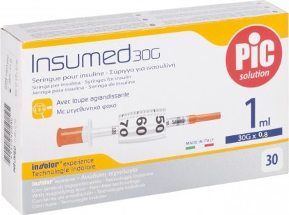 Σύριγγες Ινσουλίνης 1ml (30G) x 8mm PIC (30τμχ) ΙΑΤΡΙΚΑ ΕΙΔΗ