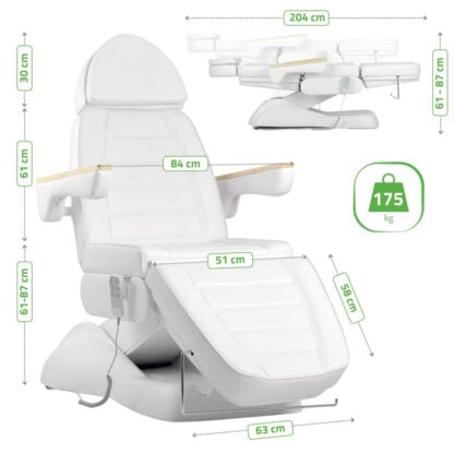Habys Leo Pro 4 – Επαγγελματική Ηλεκτρική Πολυθρόνα Μικροεπεμβάσεων για Αισθητική, Ιατρική & Tattoo Ρυθμιζόμενου Ύψους – Λευκο ΙΑΤΡΙΚΑ ΕΙΔΗ