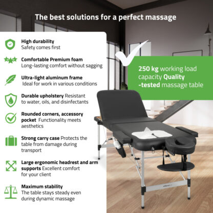 Habys Adele Comfy Κρεβάτι Φυσιοθεραπείας Φορητό Μαύρο από Αλουμίνιο 185×60εκ. ΦΥΣΙΟΘΕΡΑΠΕΙΑ