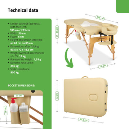 Habys Sofia Κρεβάτι Μασάζ και Φυσικοθεραπείας Πτυσσόμενο Μπεζ από Ξύλο 185×60εκ. ΦΥΣΙΟΘΕΡΑΠΕΙΑ
