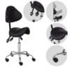 Habys Σκαμπό Saddle SOLA, Comfy Base K515 Μαύρο Επαγγελματικά Σκαμπό