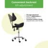 Habys Σκαμπό Saddle SOLA, Comfy Base K515 Μαύρο Επαγγελματικά Σκαμπό