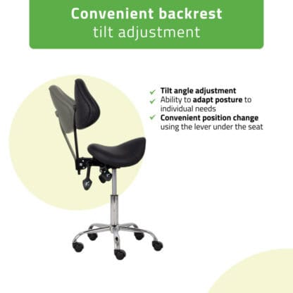 Habys Σκαμπό Saddle SOLA, Comfy Base K515 Μαύρο Επαγγελματικά Σκαμπό
