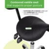 Habys Σκαμπό Saddle SOLA, Comfy Base K515 Μαύρο Επαγγελματικά Σκαμπό