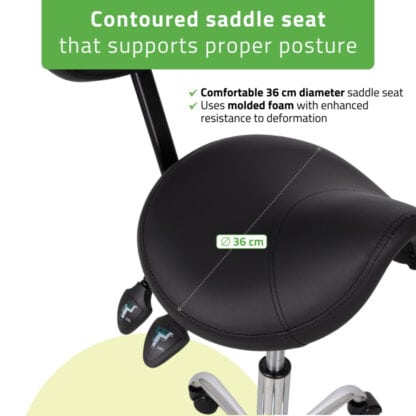 Habys Σκαμπό Saddle SOLA, Comfy Base K515 Μαύρο Επαγγελματικά Σκαμπό