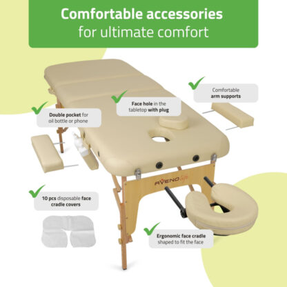 Habys Φορητό Κρεβάτι Μασάζ Bianca Comfy Base K533 Beige Κλίνες Θεραπειών