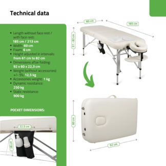 Aveno Life – Πτυσσόμενο Κρεβάτι Μασάζ Vera 60 Comfy Base K501 – Λευκό Κλίνες Θεραπειών